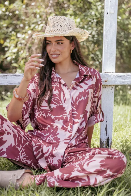 Elysia Shirt - Pink Burgundy sold by Petal & Pup