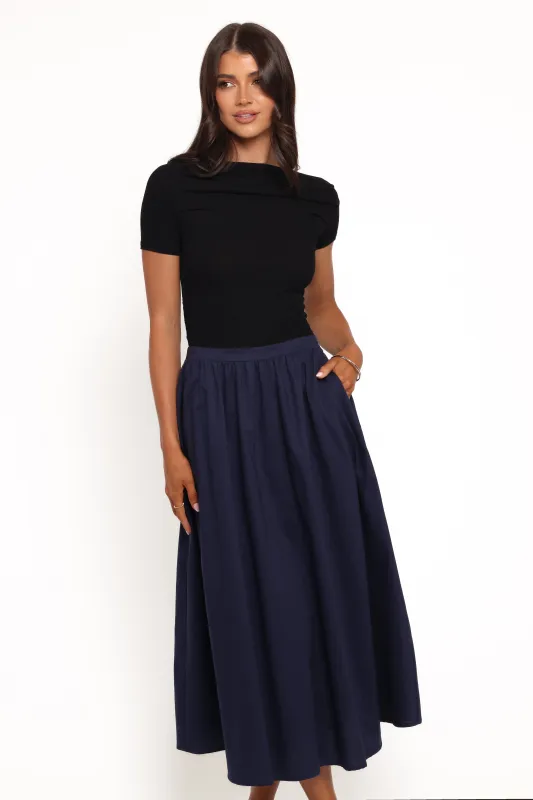 Oakley Midi Skirt - Navy sold by Petal & Pup