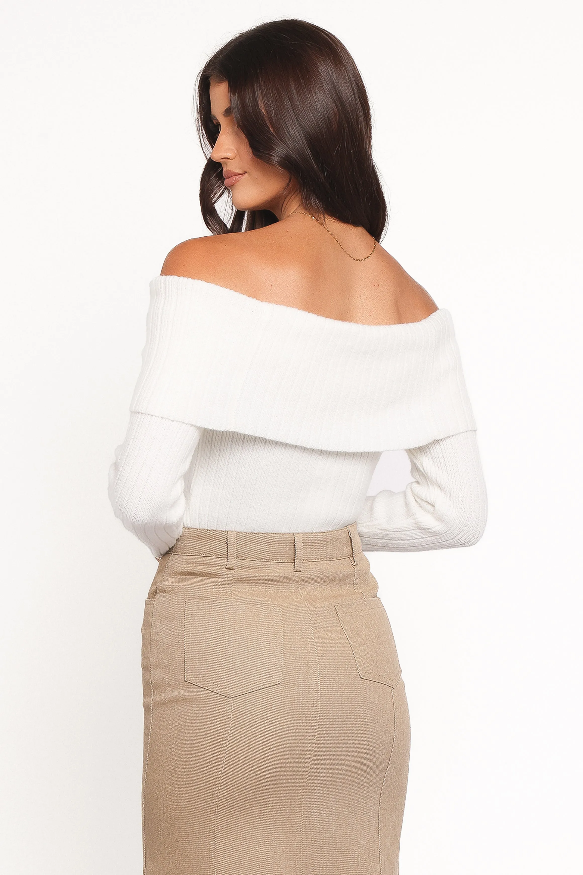 Helene Bow Off Shoulder Knit Sweater - Ivory sold by Petal & Pup product image thumbnail 5