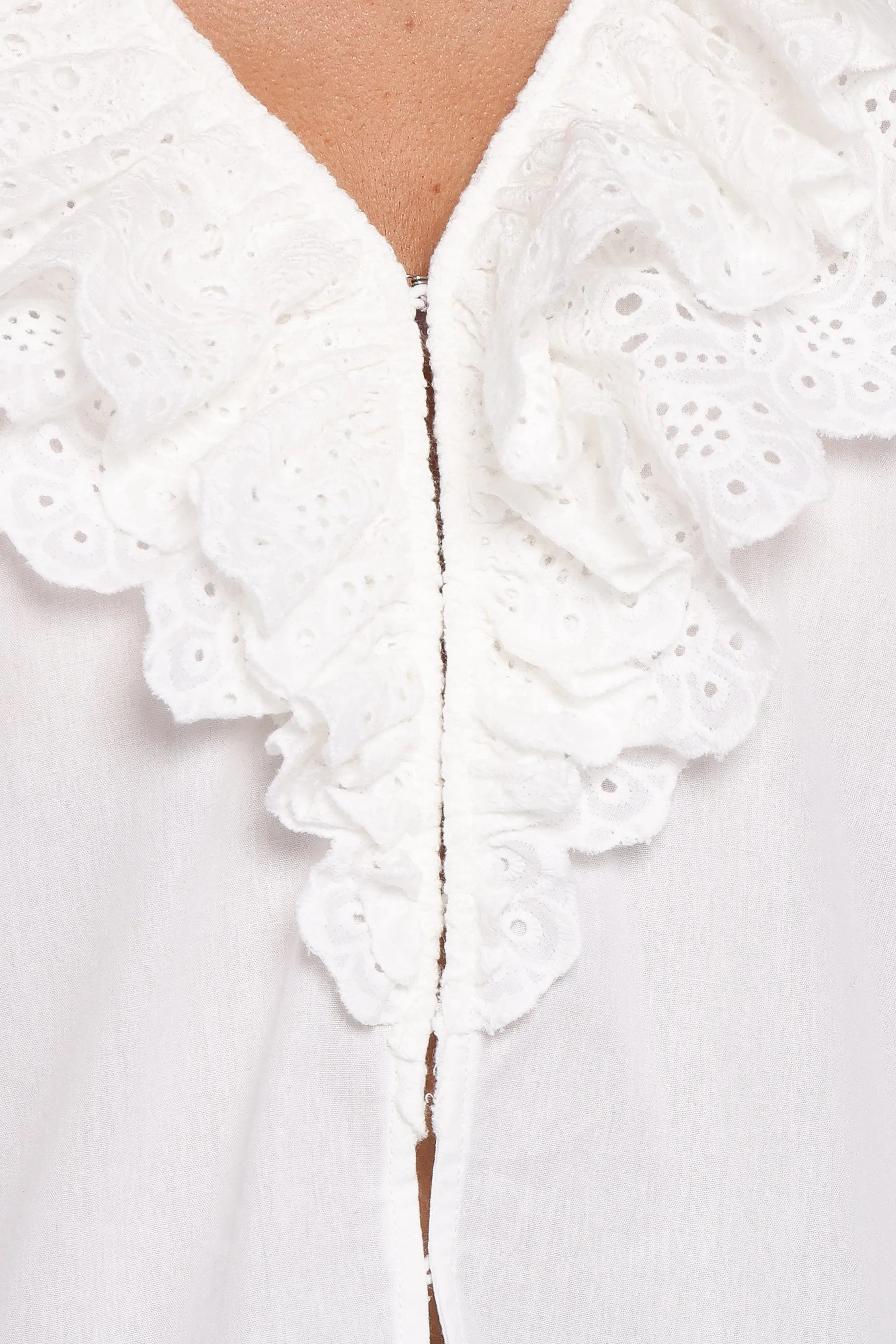 Aelwen Ruffle Blouse - White Embroidery sold by Petal & Pup product image thumbnail 3