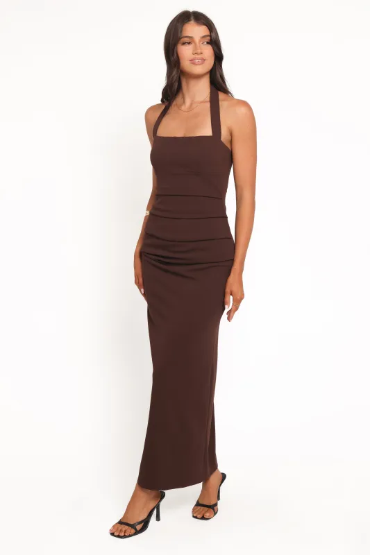 Ongelique Halterneck Maxi Dress - Brown sold by Petal & Pup