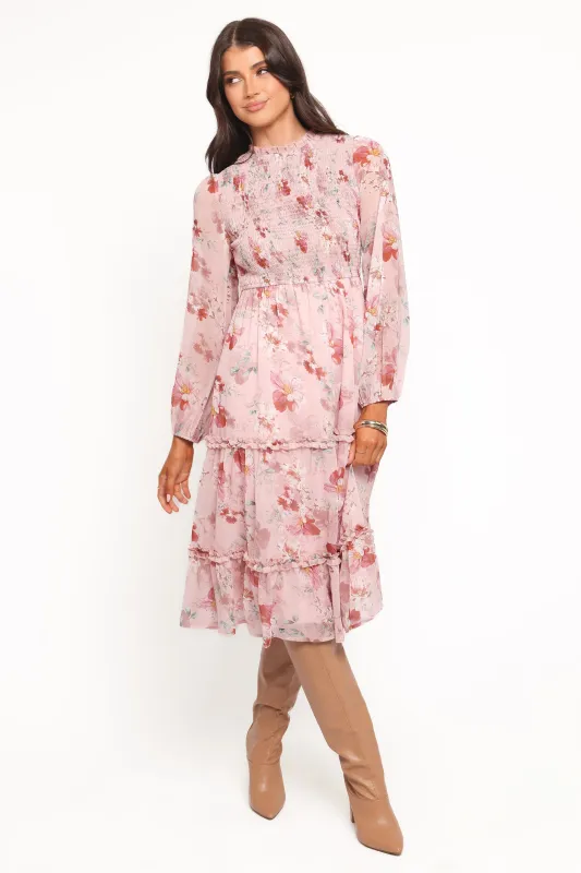 Alamea Long Sleeve Midi Dress - Pink Floral sold by Petal & Pup