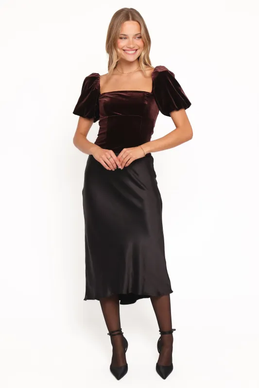 Elyria Puff Sleeve Top - Chocolate made by Petal & Pup