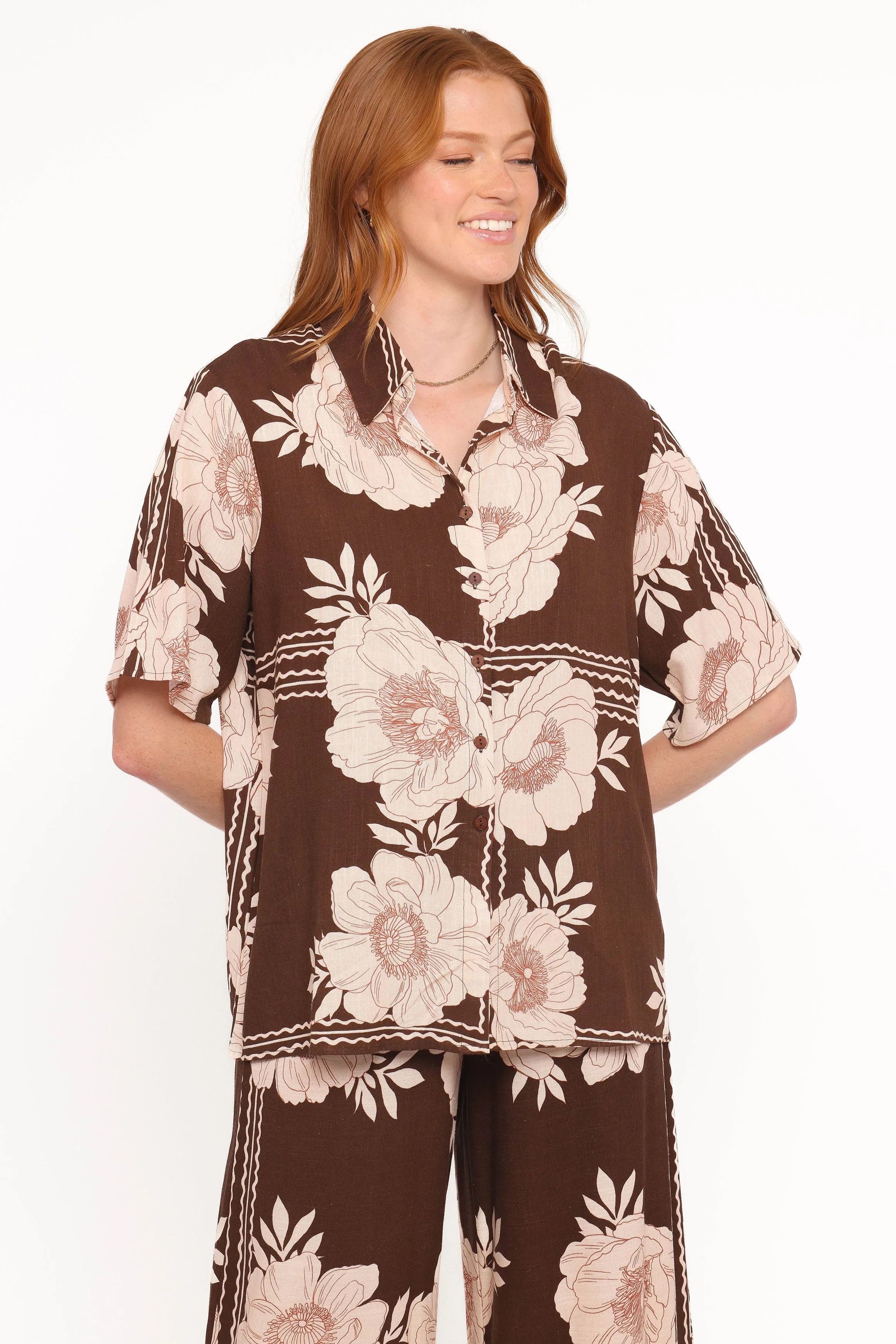 Bernadine Short Sleeve Shirt - Brown Floral sold by Petal & Pup product image thumbnail 2