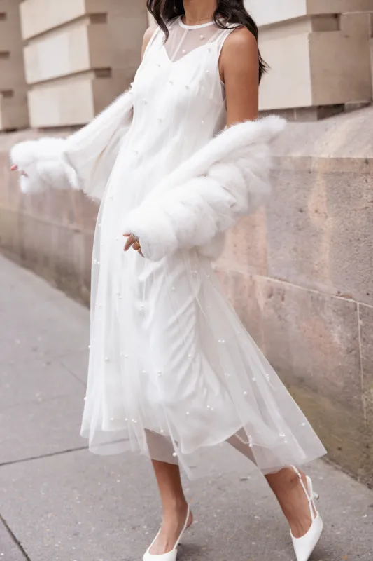 Yulia Pearl Midi Dress - Ecru sold by Petal & Pup