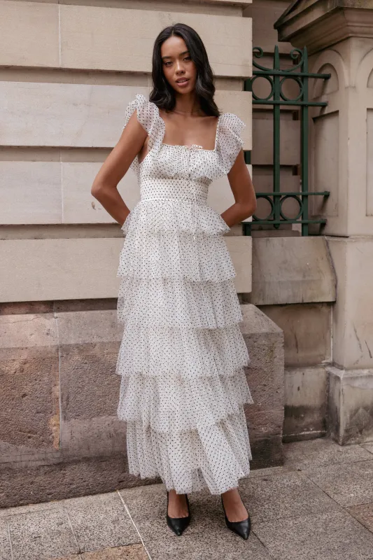 Belle Maxi Dress - Cream Polka Dot sold by Petal & Pup