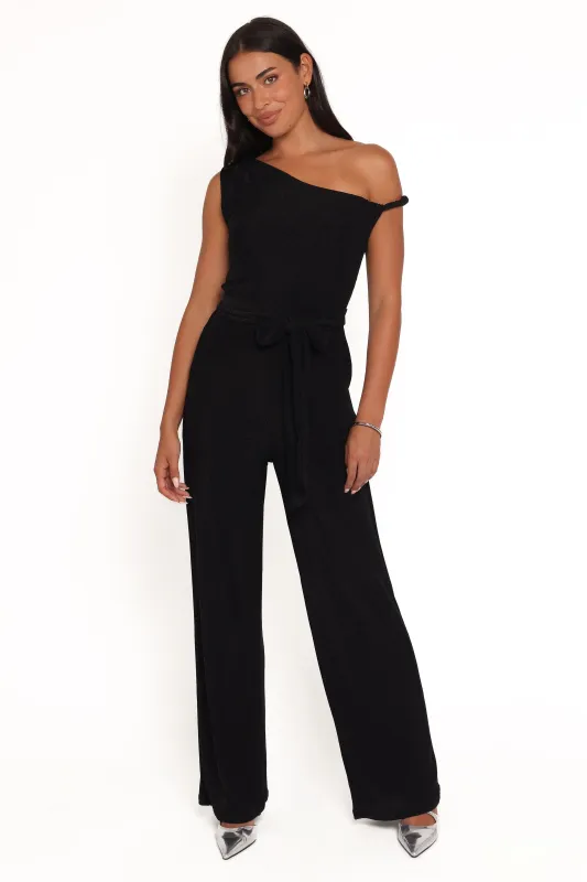 Katarina Off Shoulder Jumpsuit - Black sold by Petal & Pup