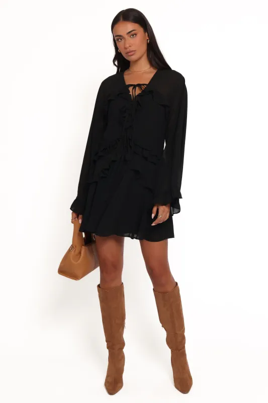 Magnolia Long Sleeve Mini Dress - Black sold by Petal & Pup