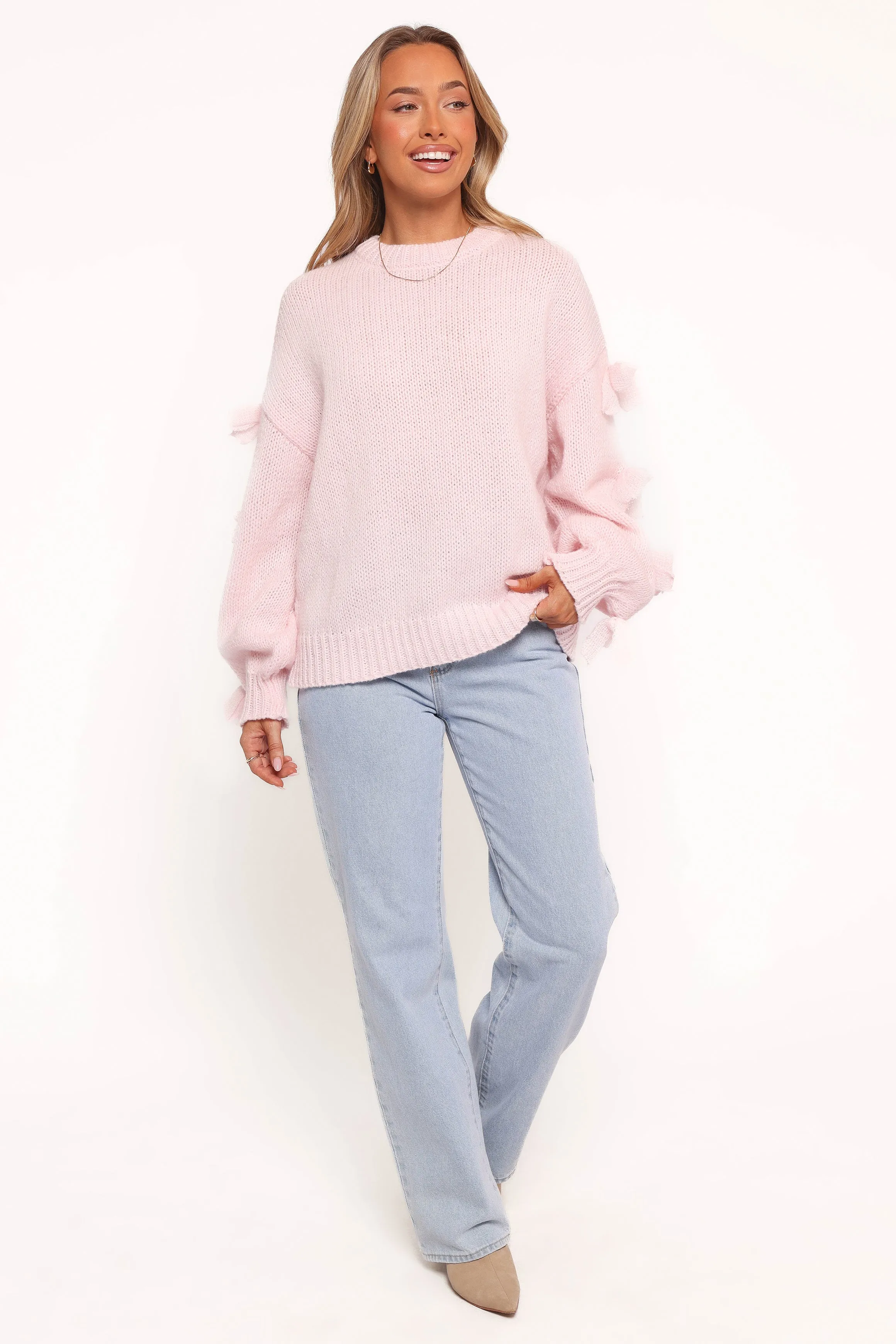 Lover Tie Sleeve Knit Sweater - Pink sold by Petal & Pup product image thumbnail 5