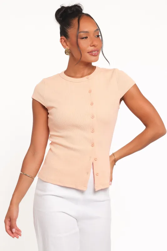 Tatum Asymmetrical Knit Top - Coral sold by Petal & Pup