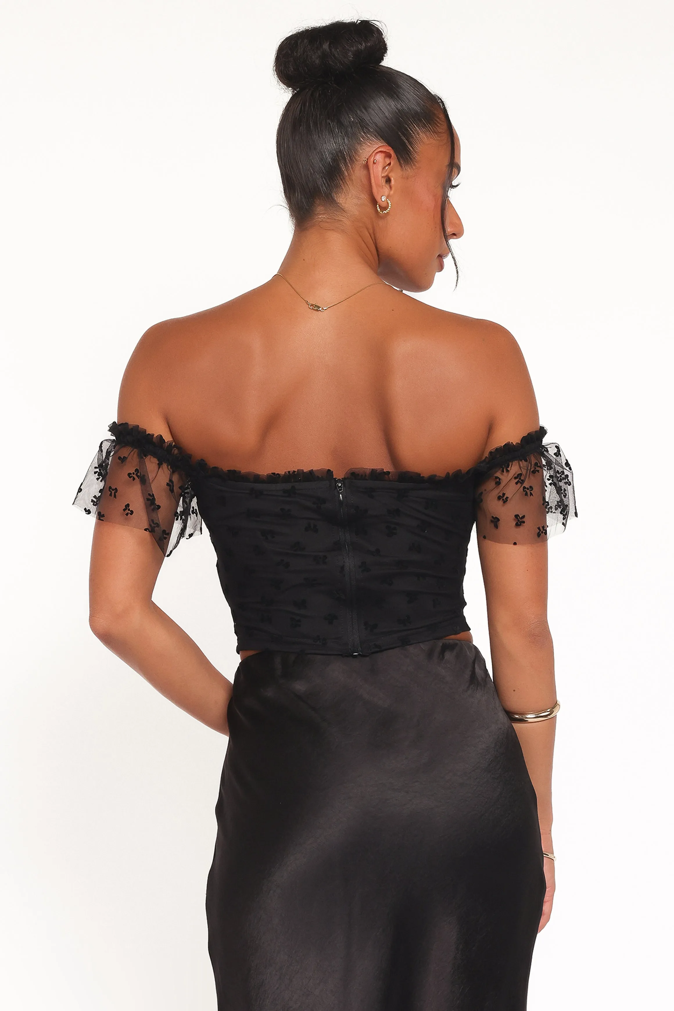 Aster Off Shoulder Mesh Top - Black sold by Petal & Pup product image thumbnail 5