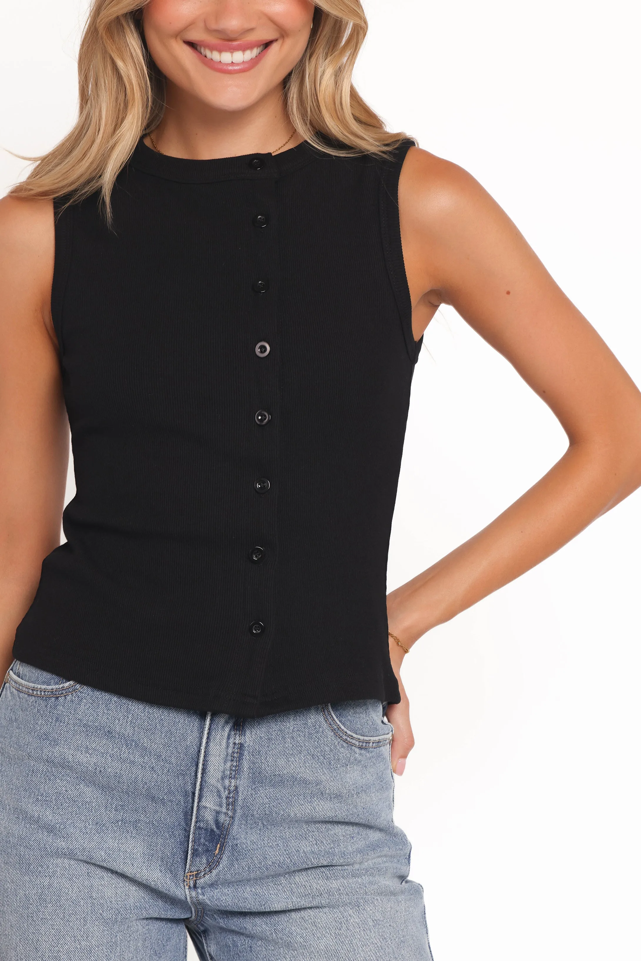 Agatha Asymmetrical Knit Top - Black sold by Petal & Pup product image thumbnail 2