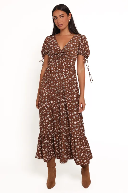 Zina Maxi Dress - Brown Ditsy Floral sold by Petal & Pup