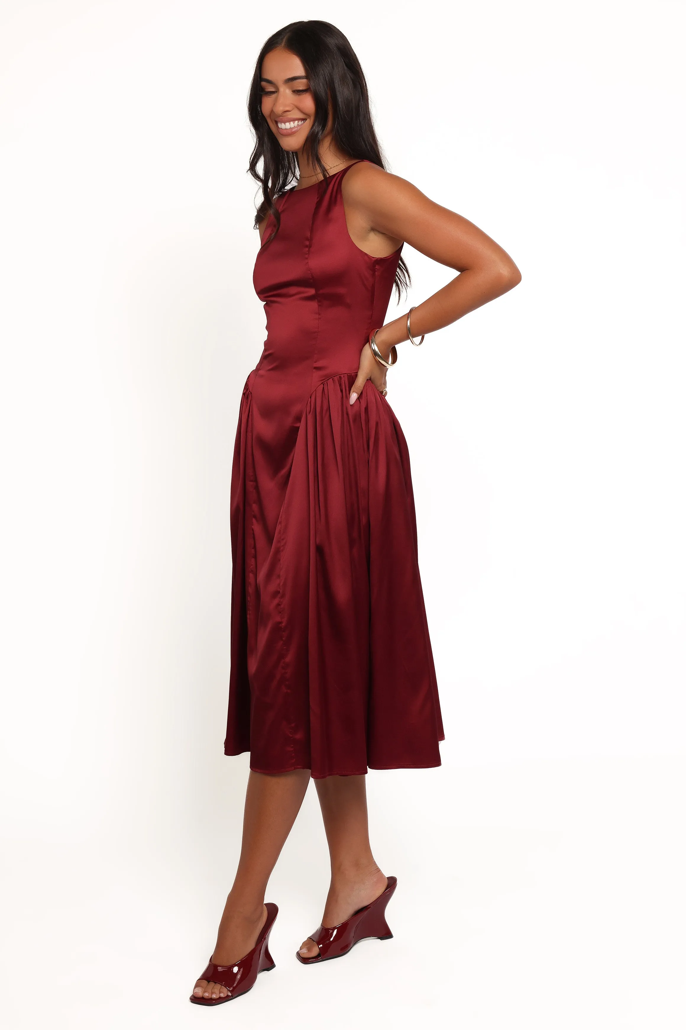 Katelyn Midi Dress - Burgundy sold by Petal & Pup product image thumbnail 3