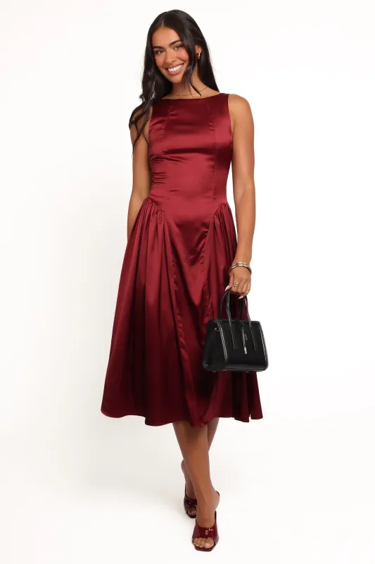 Katelyn Midi Dress - Burgundy sold by Petal & Pup