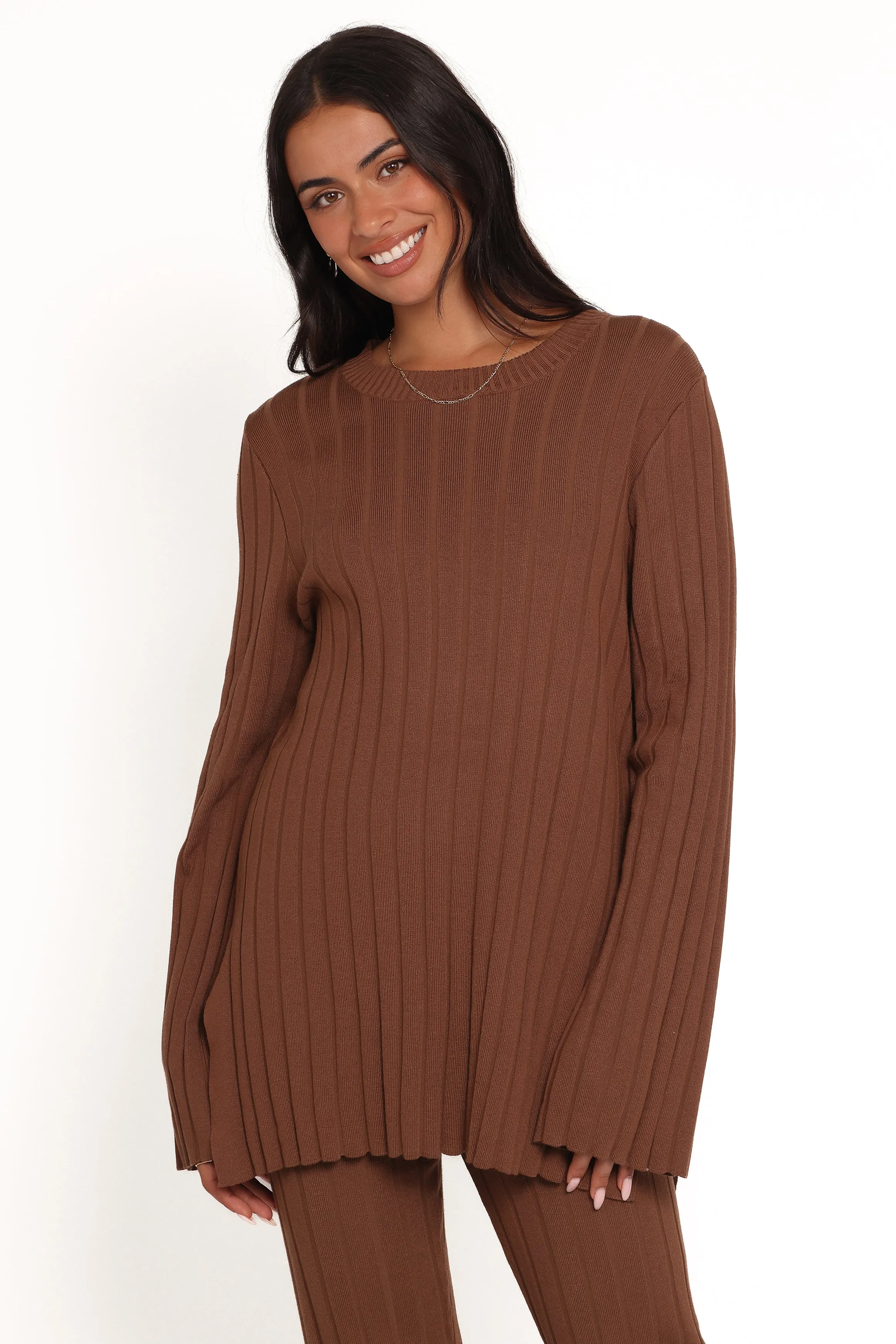 Silvie Long Sleeve Knitted Set - Chocolate sold by Petal & Pup product image thumbnail 2