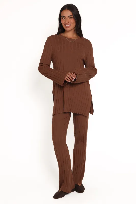 Silvie Long Sleeve Knitted Set - Chocolate made by Petal & Pup