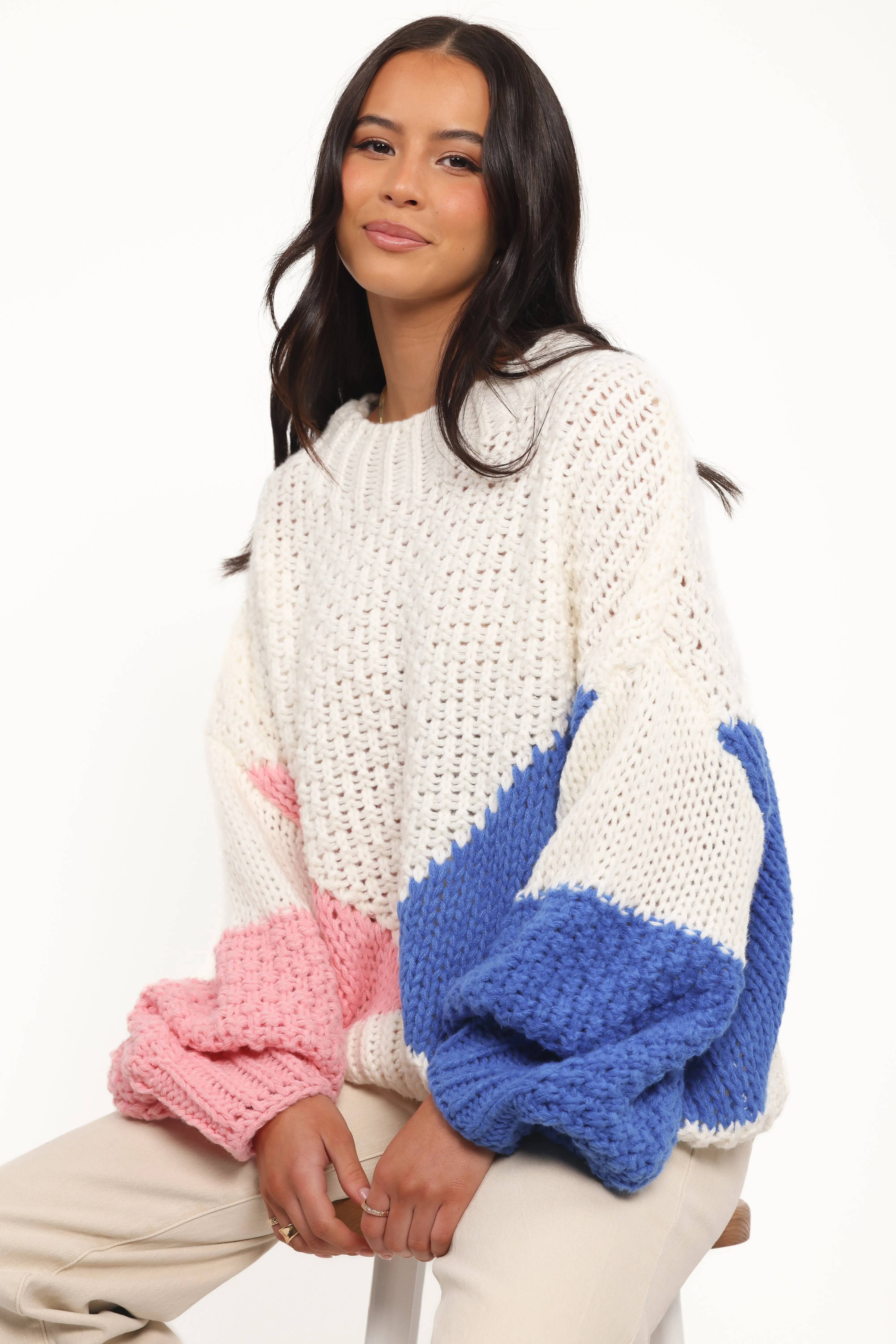 Koda Pattern Knit Sweater - White Multi sold by Petal & Pup