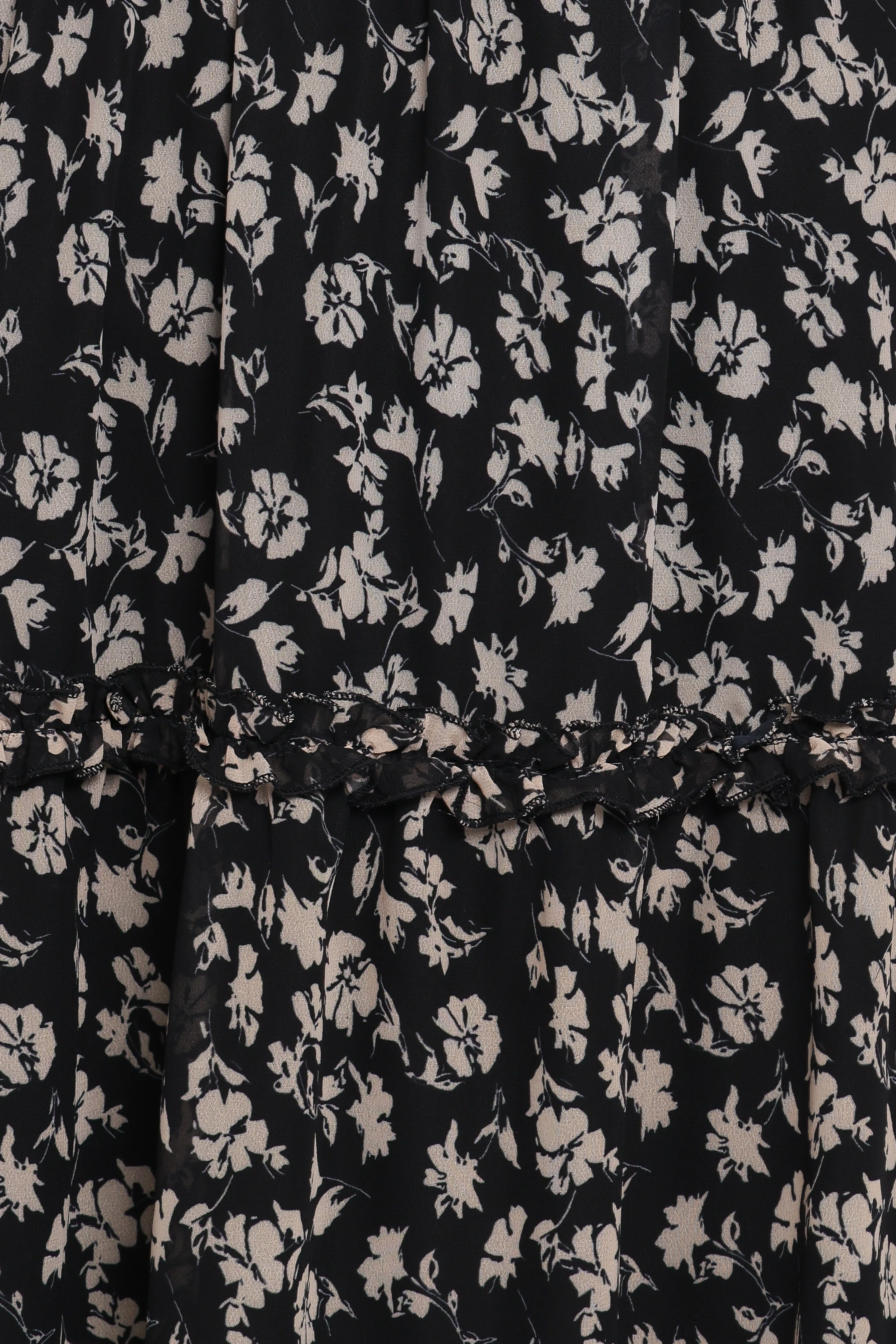 Edwina Shirred Frill Long Sleeve Midi Dress - Black Ditsy Floral sold by Petal & Pup product image thumbnail 5