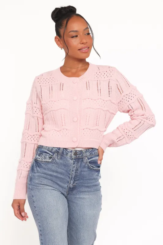 Aidy Crop Button Front Cardigan - Pink sold by Petal & Pup