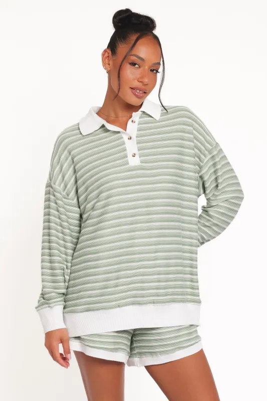 Dealia Knit Short Set - Sage Stripe sold by Petal & Pup