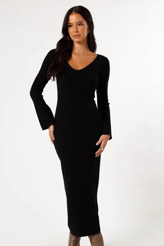 Lina Long Sleeve Maxi Dress - Black sold by Petal & Pup