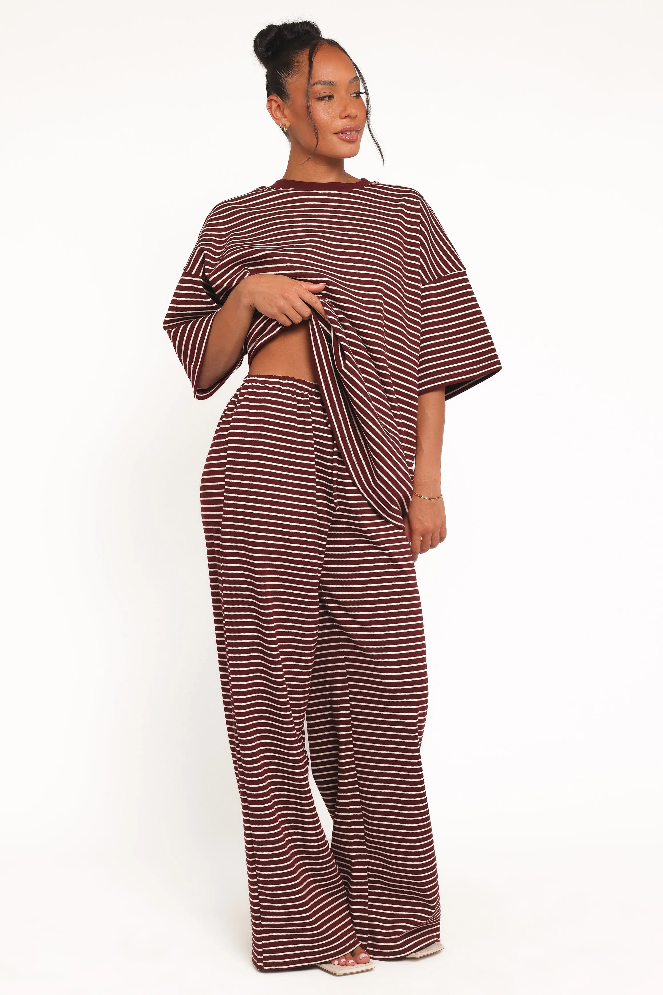 Wilda Knit Pant - Burgundy Cream Stripe sold by Petal & Pup product image thumbnail 5