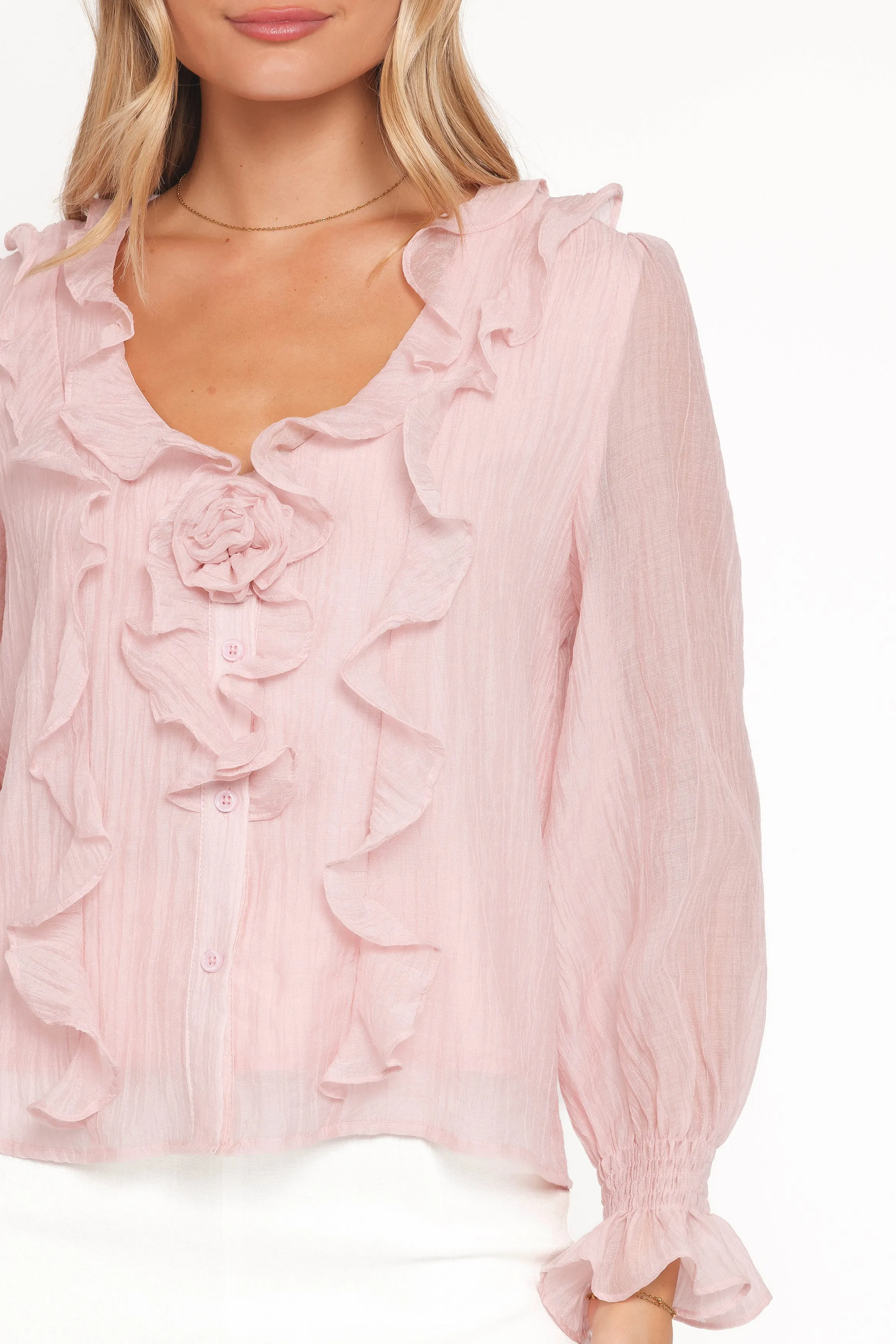 Lennon Ruffle Blouse - Blush sold by Petal & Pup product image thumbnail 5