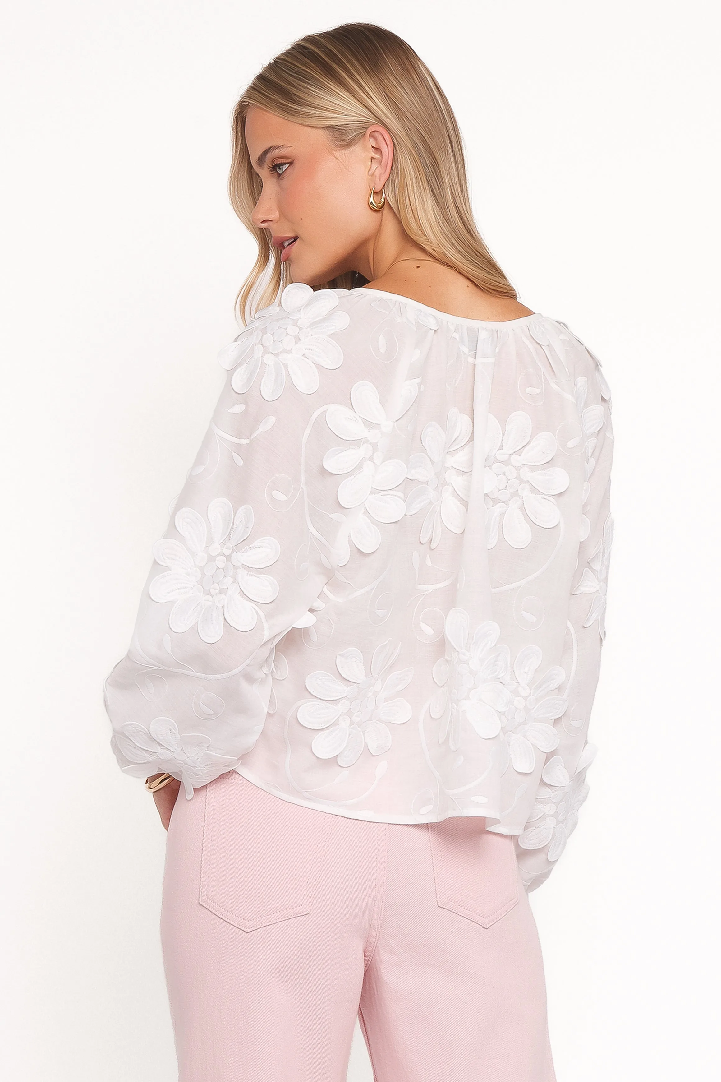 Leire Embroidered Blouse - White sold by Petal & Pup product image thumbnail 4