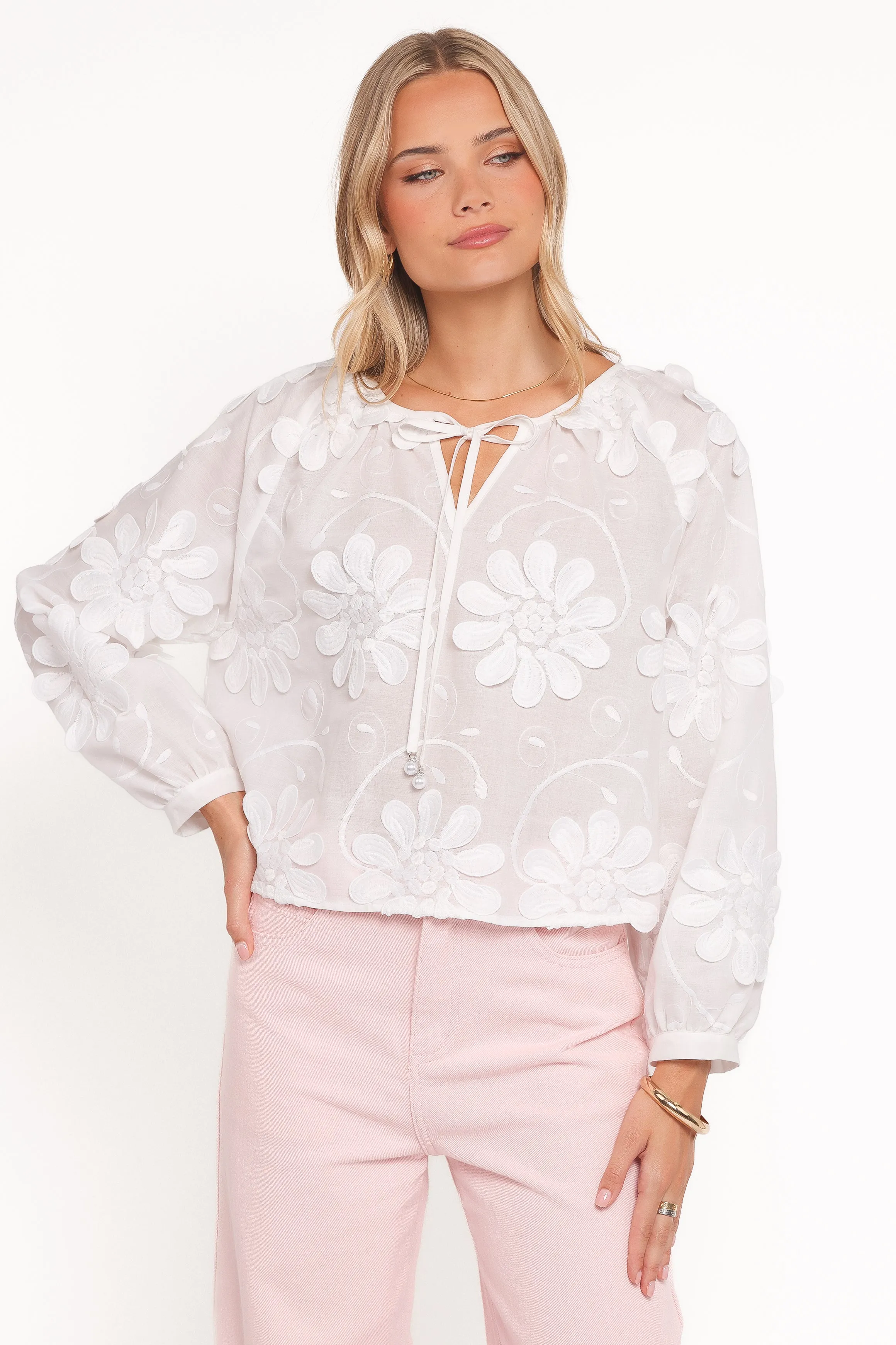 Leire Embroidered Blouse - White sold by Petal & Pup product image thumbnail 5