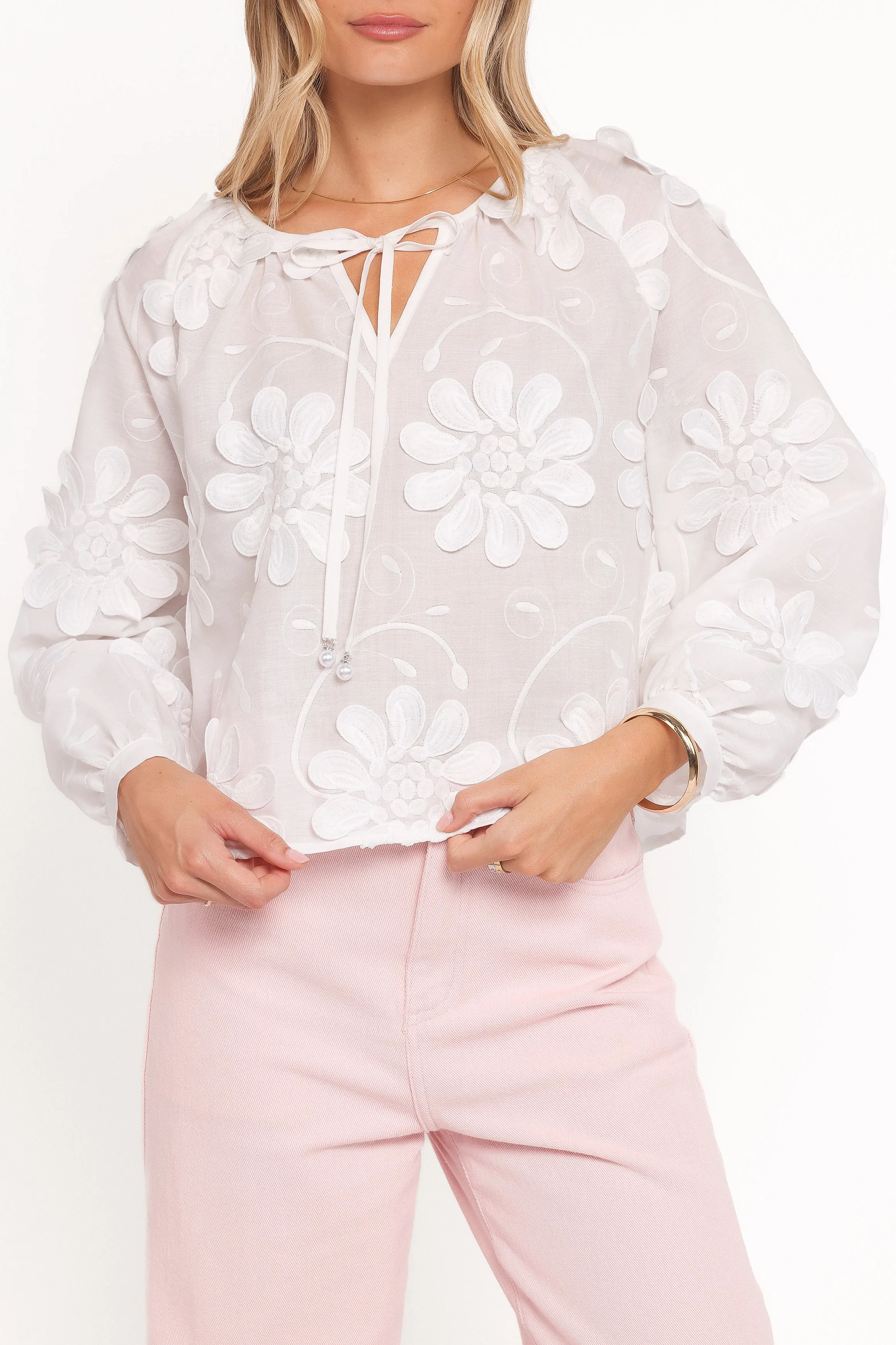 Leire Embroidered Blouse - White sold by Petal & Pup product image thumbnail 2
