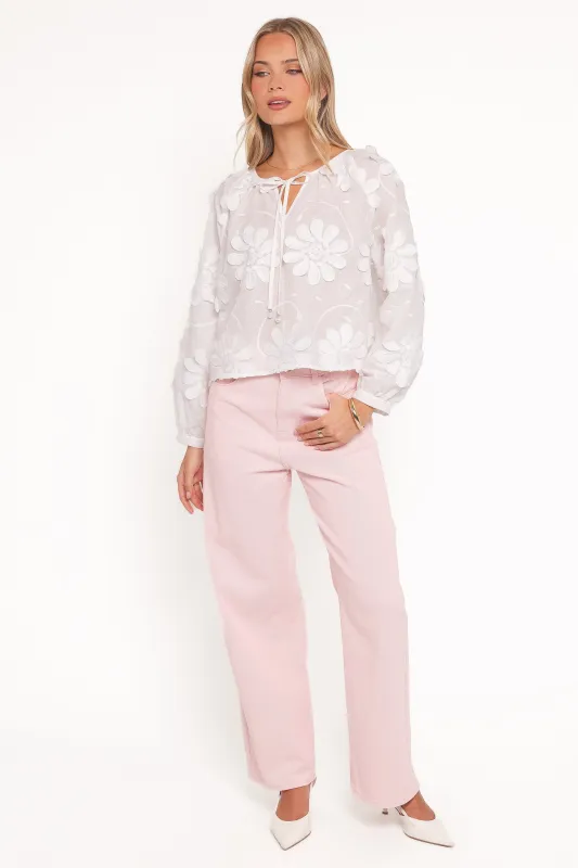 Leire Embroidered Blouse - White sold by Petal & Pup