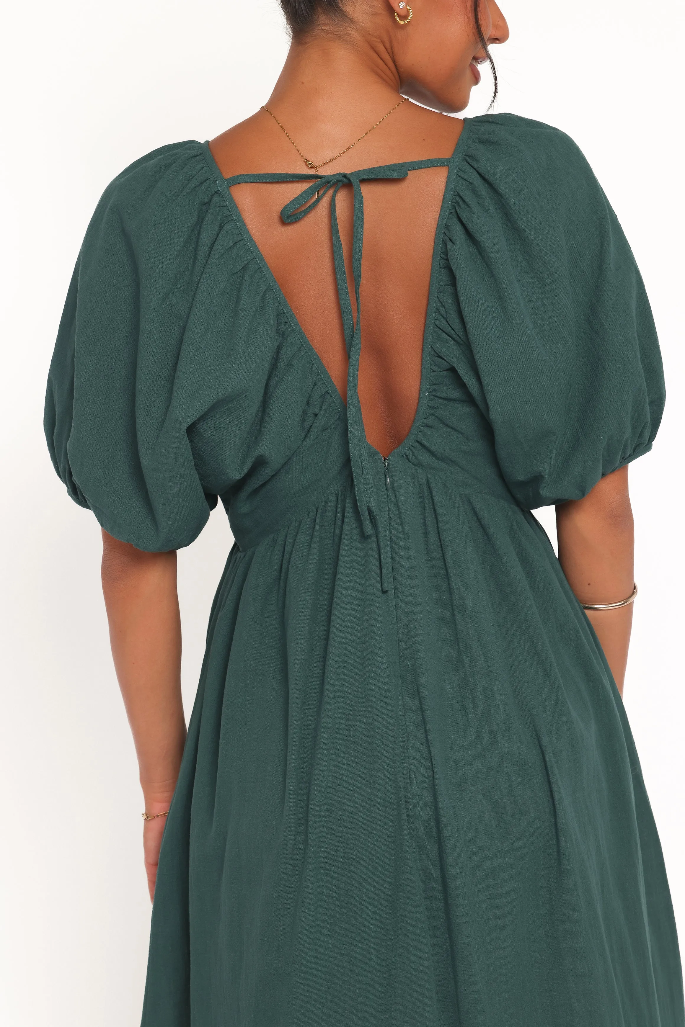 Sullivan Puff Sleeve Maxi Dress - Forest Green sold by Petal & Pup product image thumbnail 3