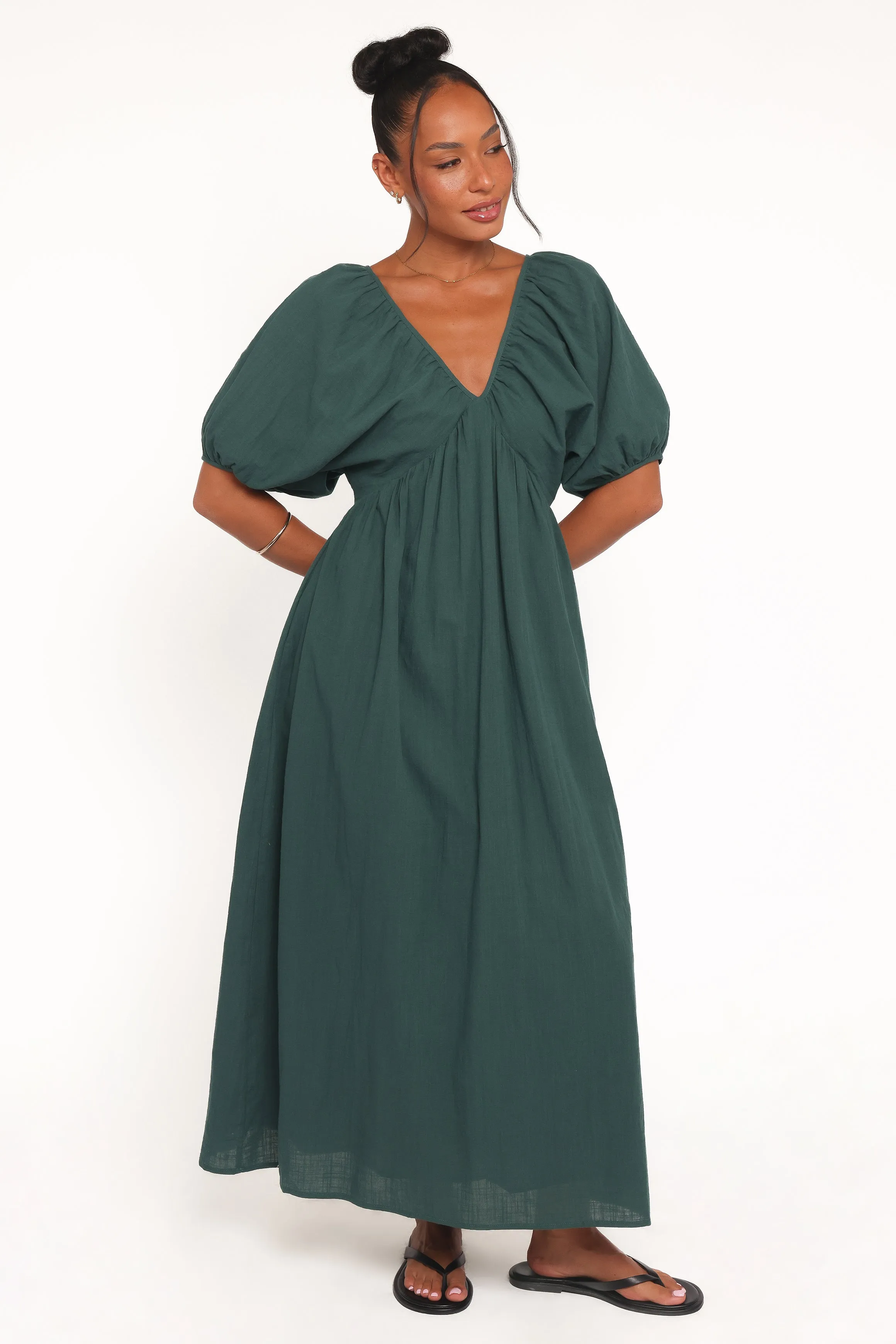 Sullivan Puff Sleeve Maxi Dress - Forest Green sold by Petal & Pup product image thumbnail 2
