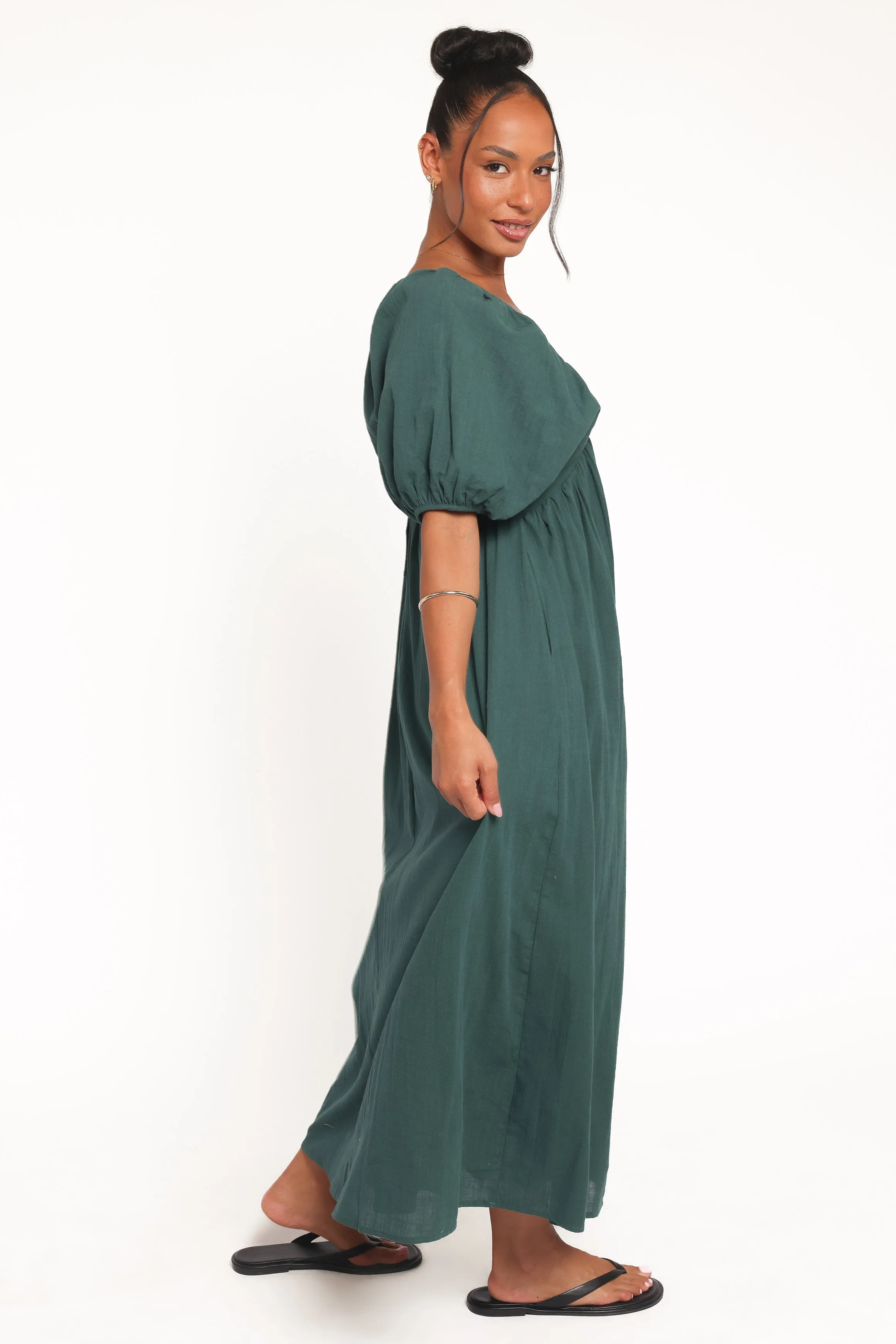 Sullivan Puff Sleeve Maxi Dress - Forest Green sold by Petal & Pup product image thumbnail 4