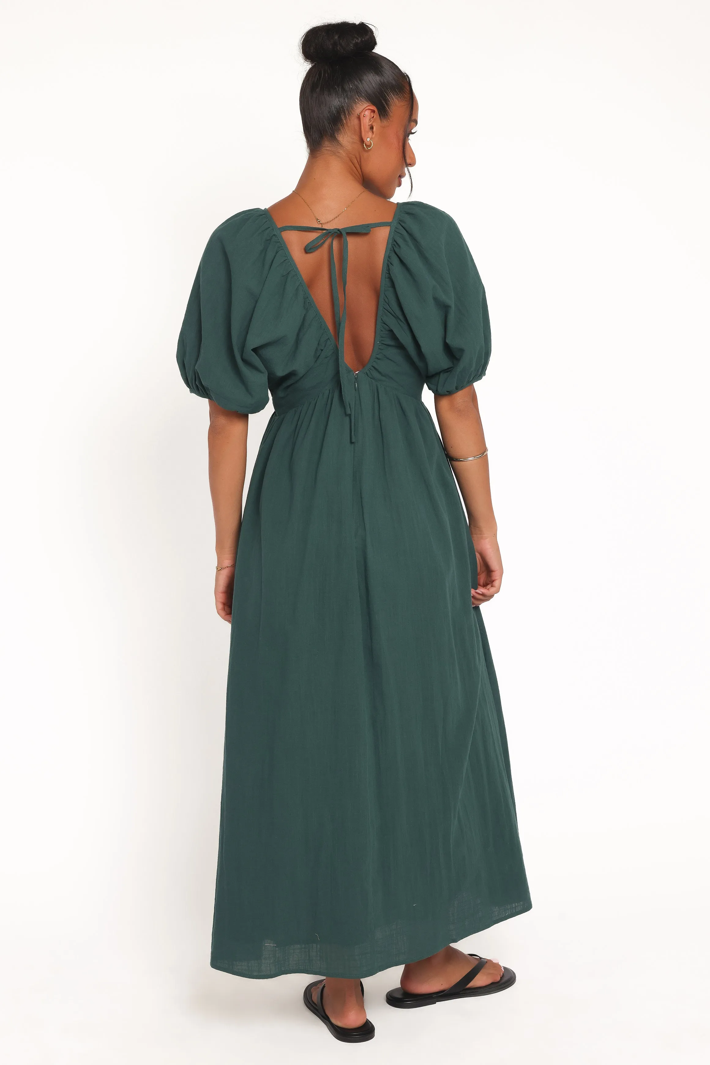 Sullivan Puff Sleeve Maxi Dress - Forest Green sold by Petal & Pup product image thumbnail 5