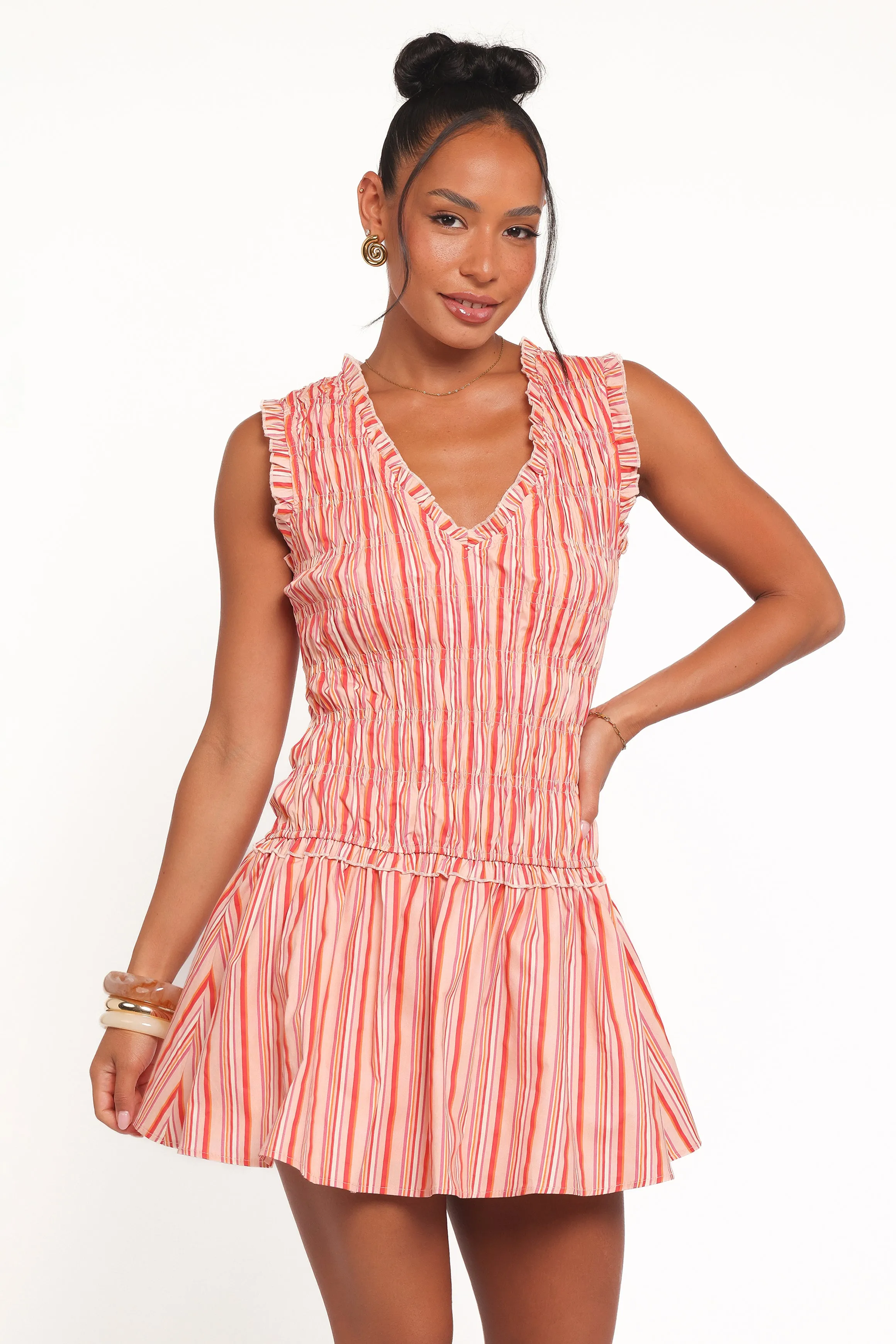 Leabrook Mini Dress - Peach Stripe sold by Petal & Pup product image thumbnail 2