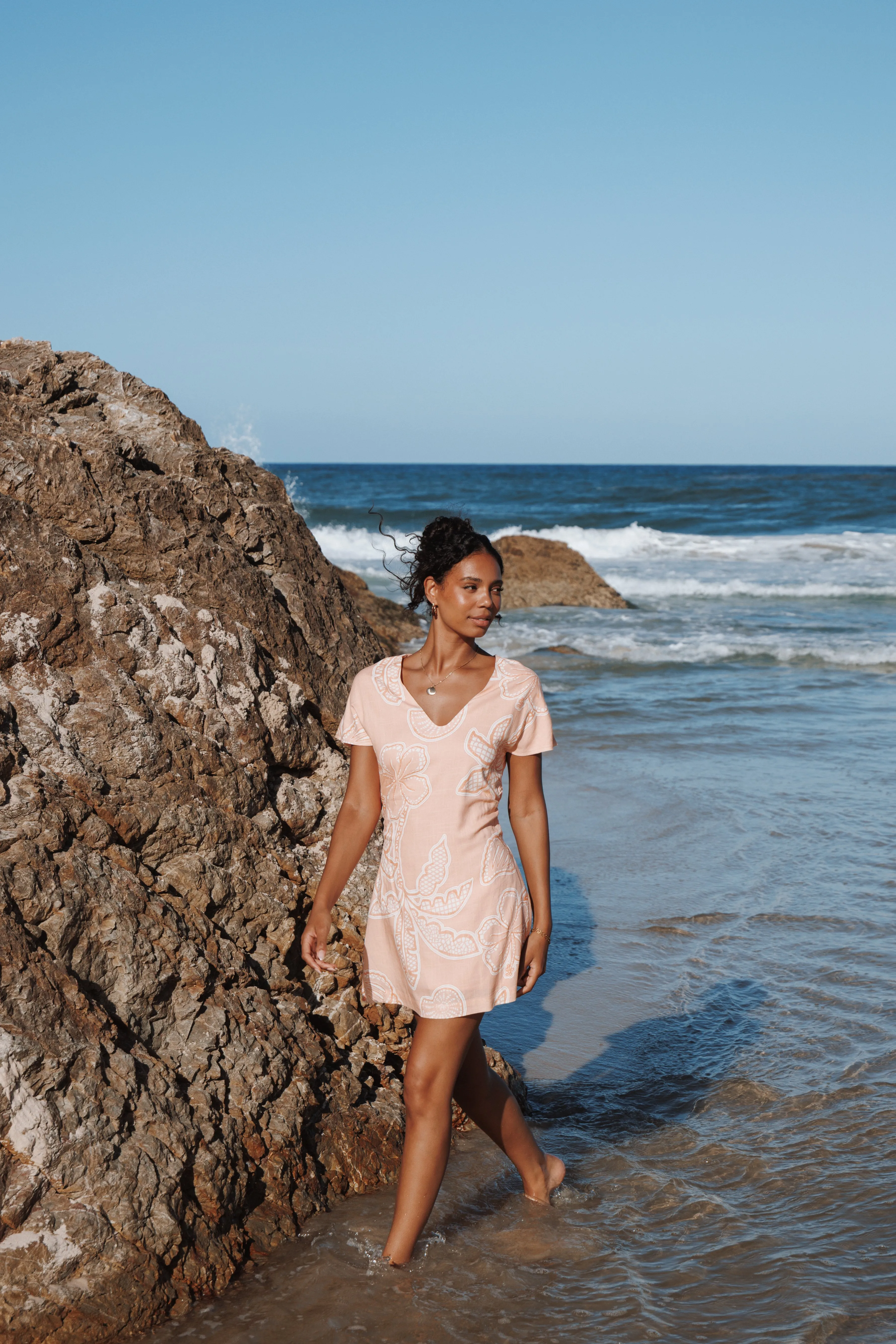 Tamika Mini Dress - Peach Floral sold by Petal & Pup