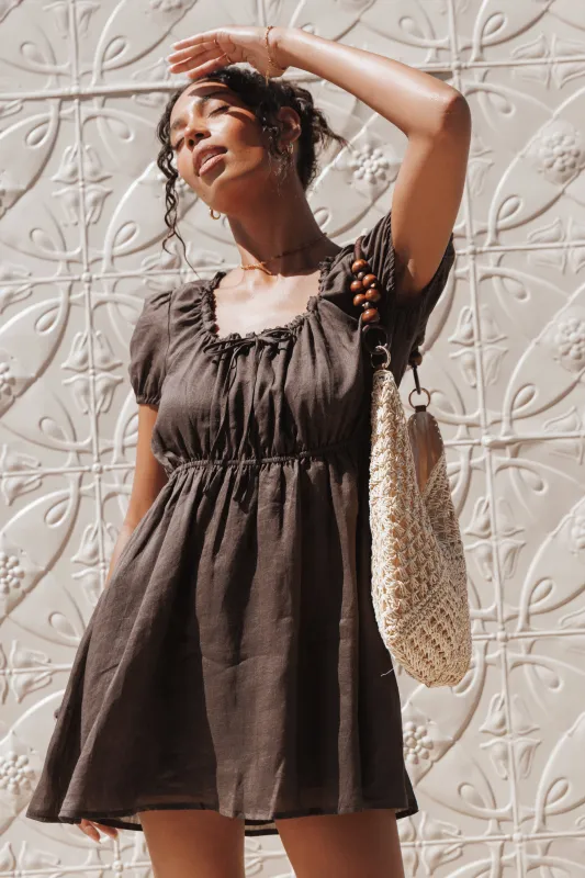 Arista Mini Dress - Espresso sold by Petal & Pup