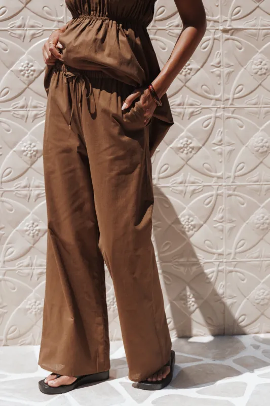 Ember Cotton Pants - Brown sold by Petal & Pup