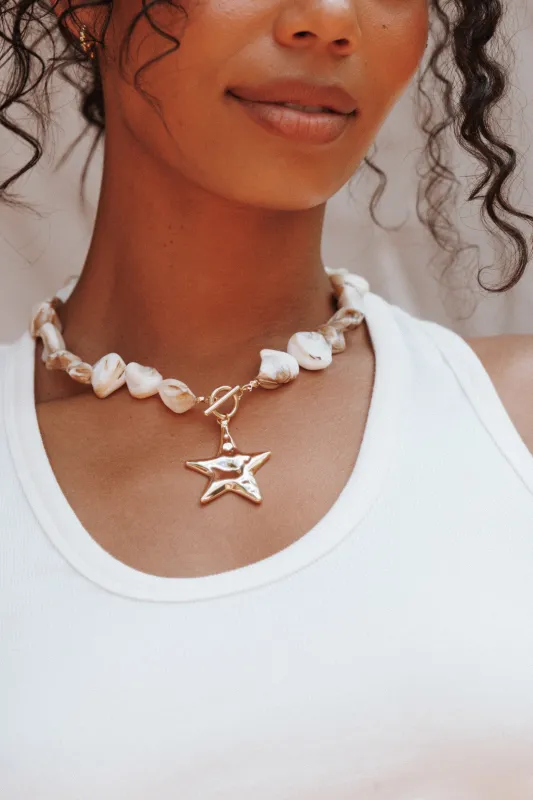 Gabbie Star Necklace - Pearl/Gold sold by Petal & Pup