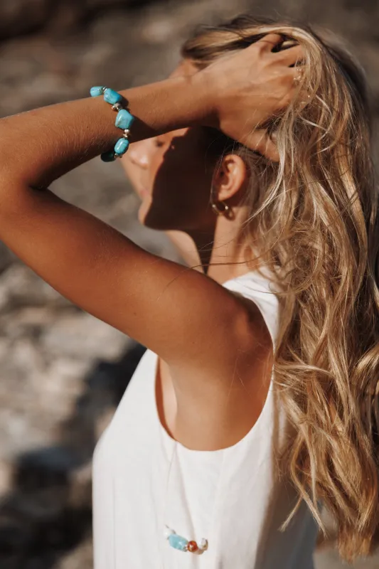 Serenity Bracelet - Blue/Gold sold by Petal & Pup