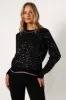 Ariella Sequin Embellished Knit Sweater - Black sold by Petal & Pup