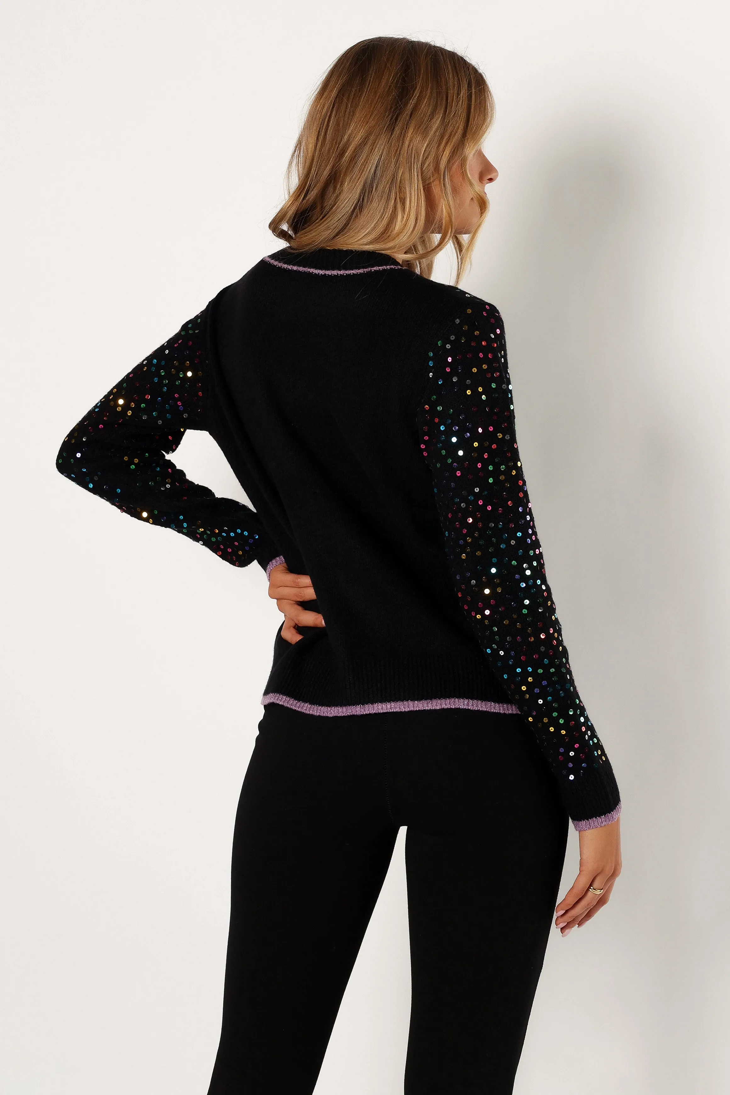 Ariella Sequin Embellished Knit Sweater - Black sold by Petal & Pup product image thumbnail 3