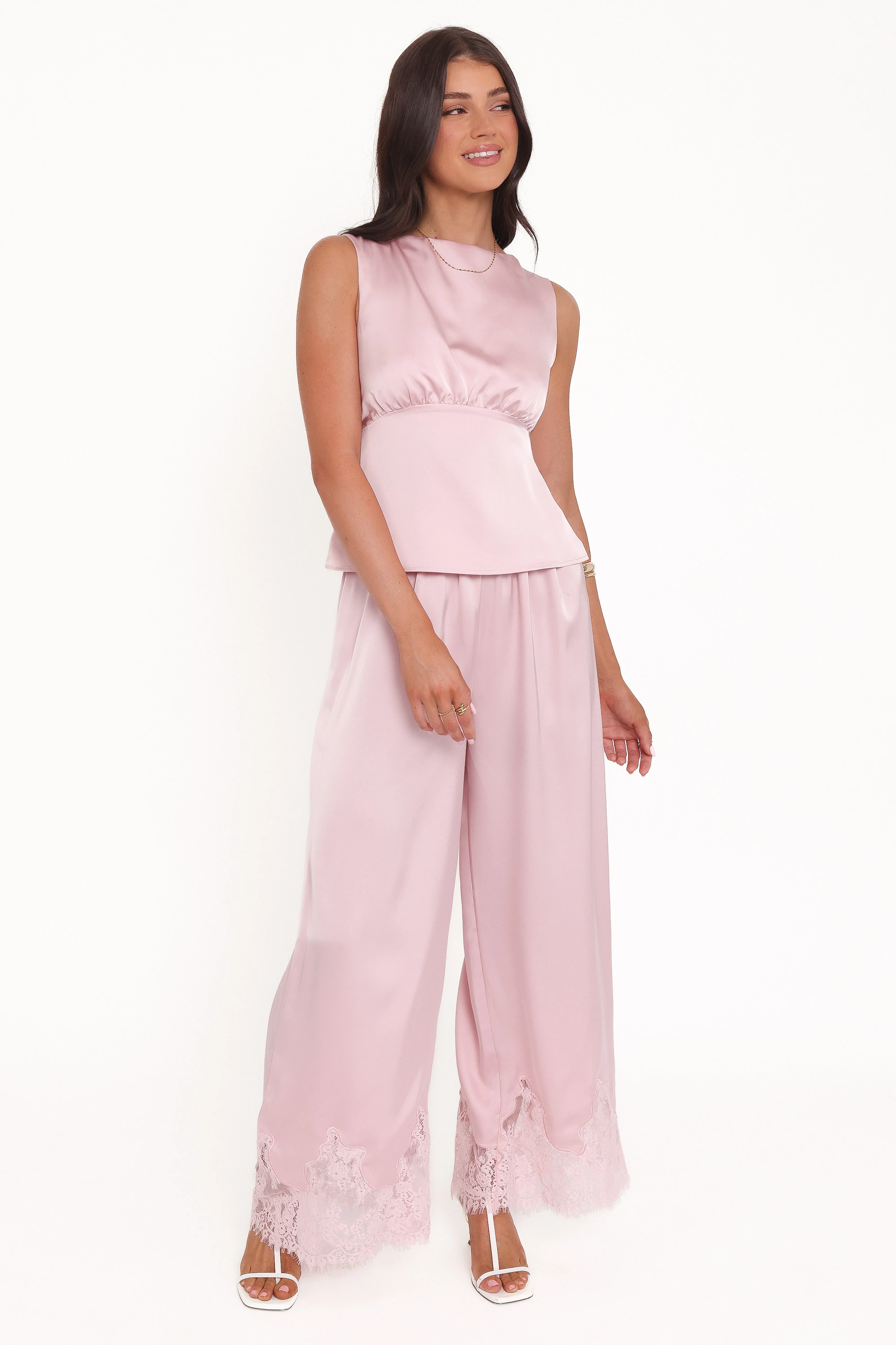 Viola Drawstring Wide Leg Pant - Pale Pink sold by Petal & Pup product image thumbnail 2