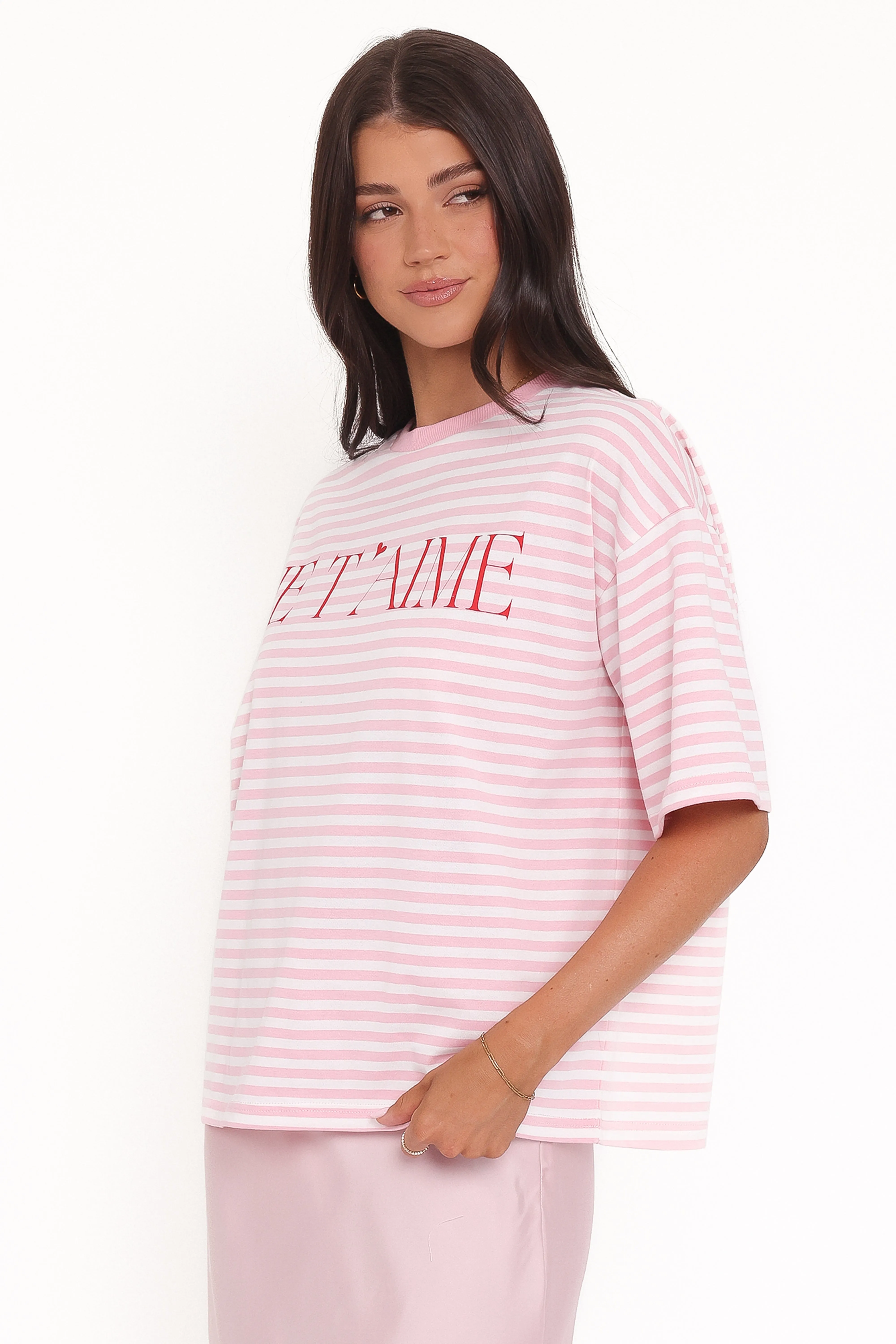 Marly Je T'Aime Tee - Pink Stripe sold by Petal & Pup product image thumbnail 4