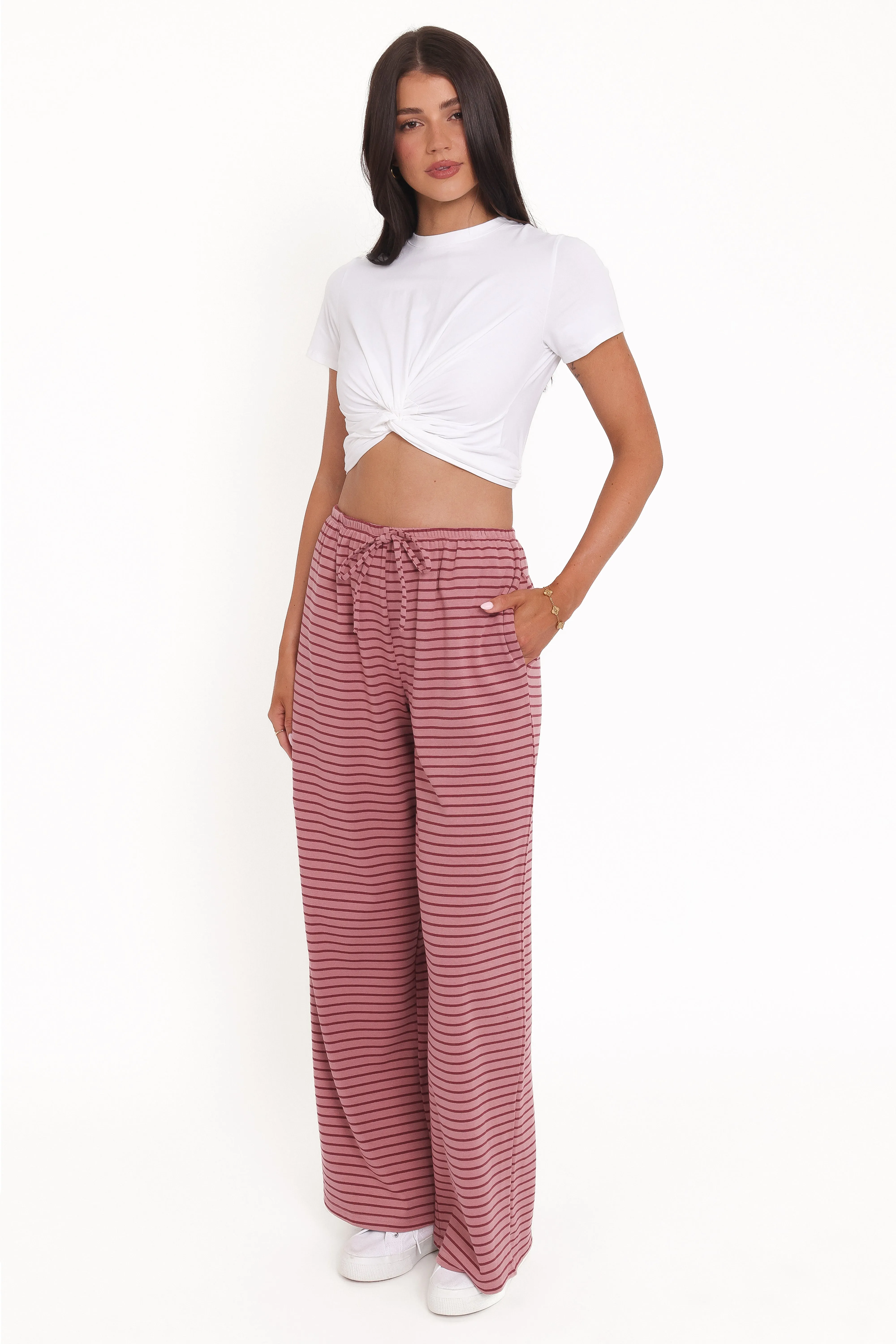 Wilda Knit Pant - Pink Red Stripe sold by Petal & Pup product image thumbnail 4