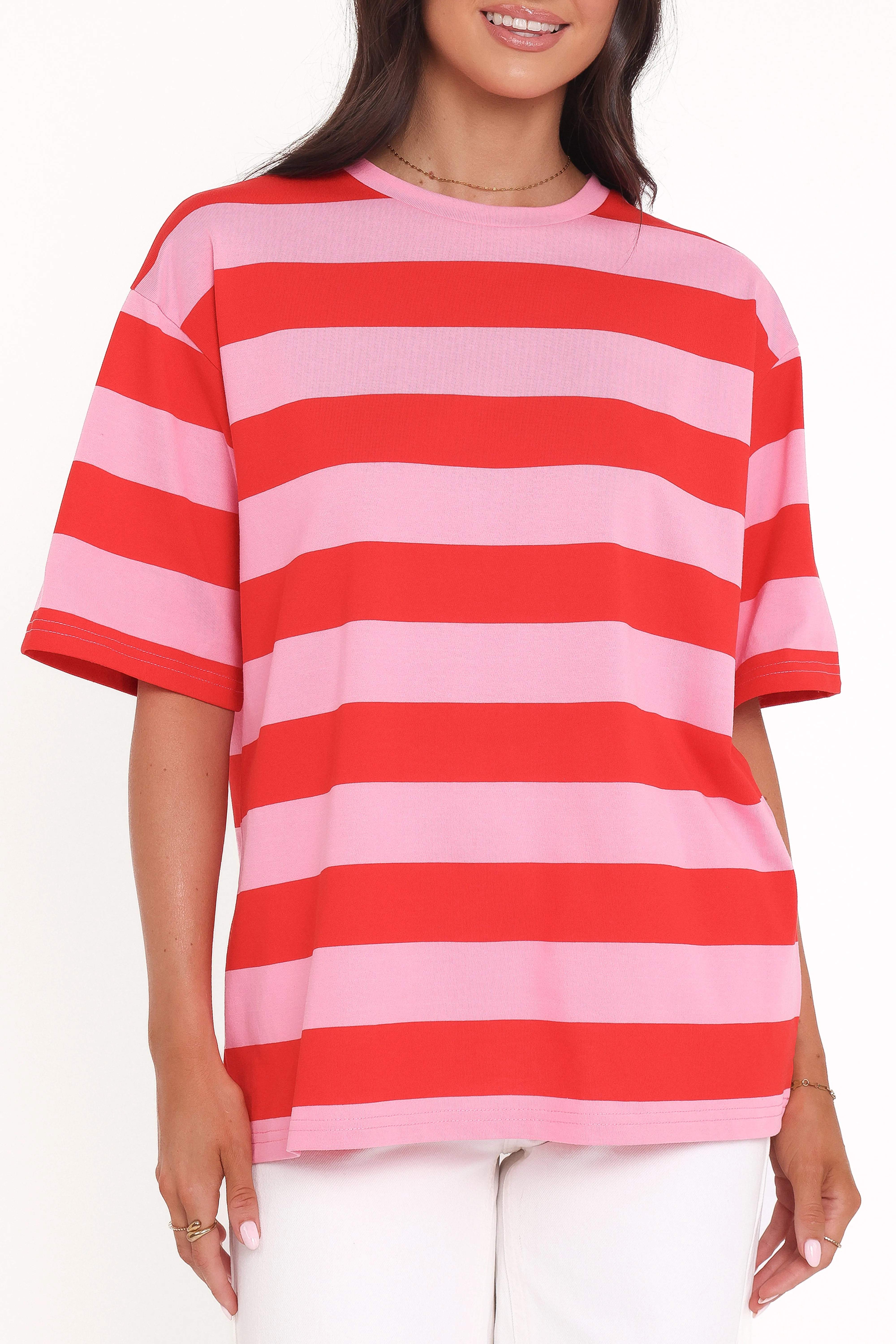 Zestora Tee - Red Pink Stripe sold by Petal & Pup product image thumbnail 3