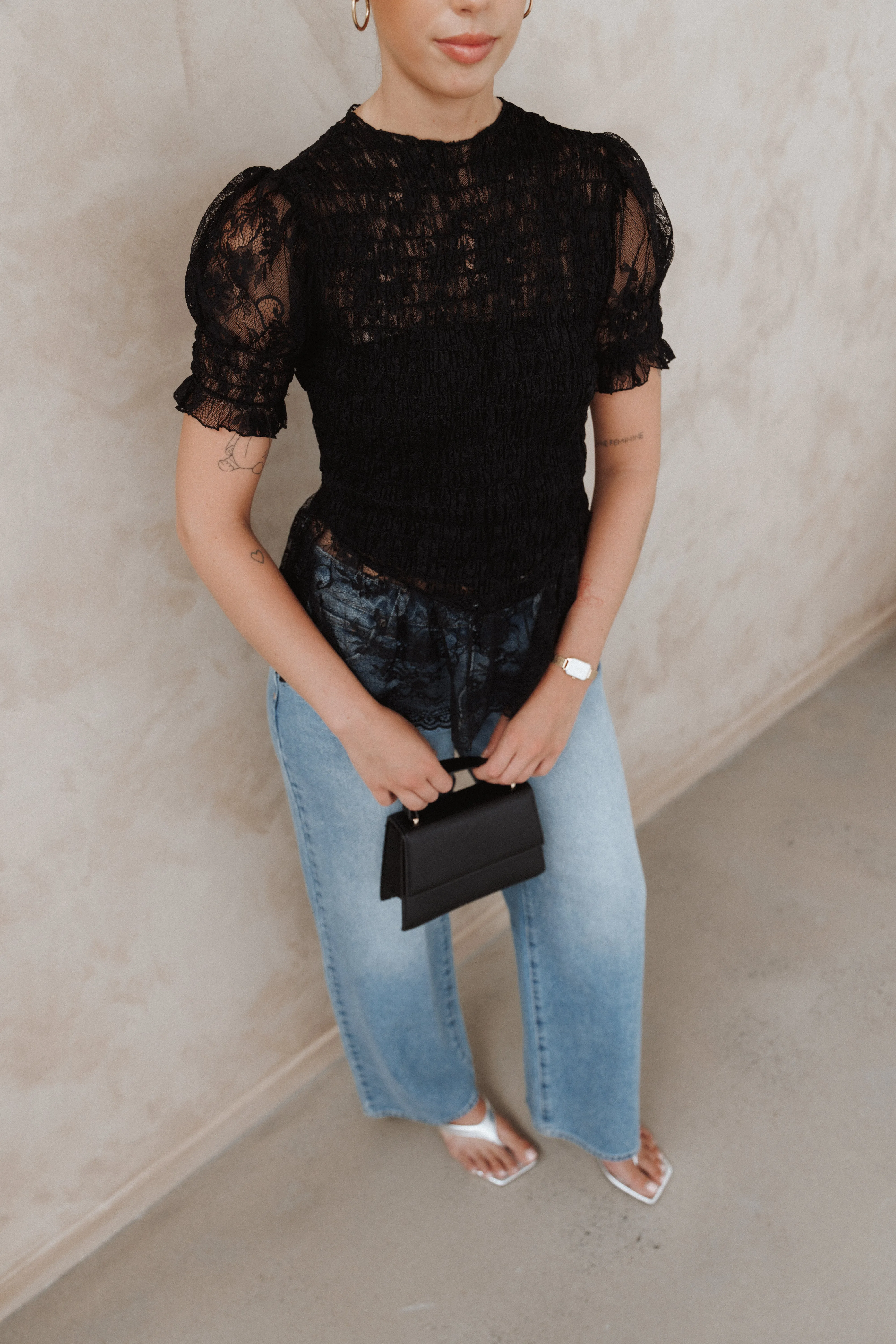 Adeline Peplum Top - Black sold by Petal & Pup