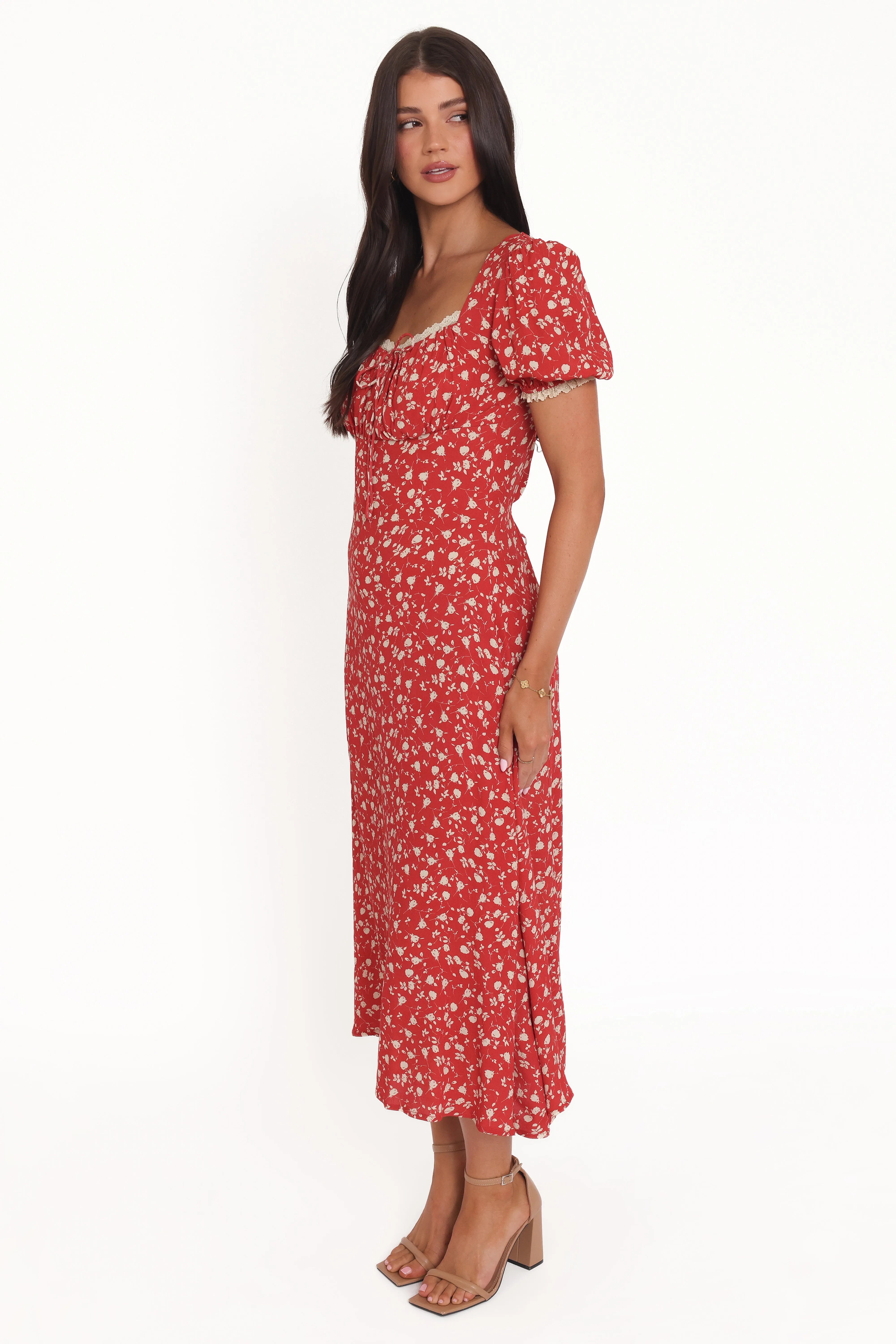 Francine Lace Midi Dress - Red Floral sold by Petal & Pup product image thumbnail 4